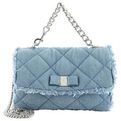 Salvatore Ferragamo Ginny Crossbody Bag Quilted Denim Medium