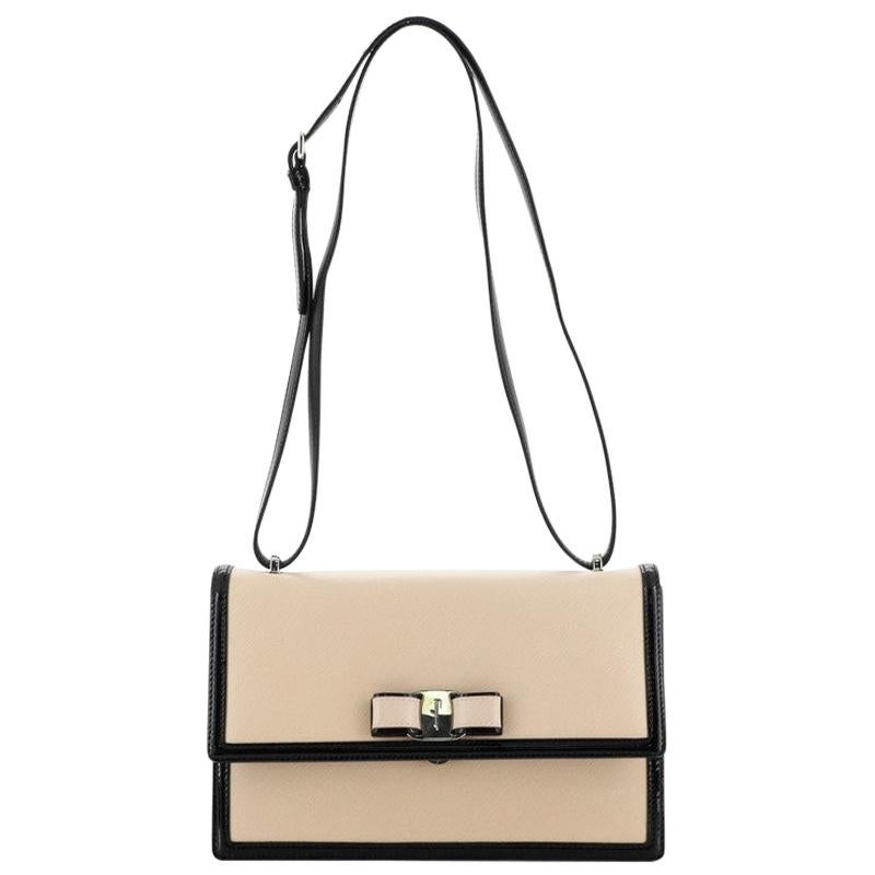 Salvatore Ferragamo Ginny Crossbody Bag Saffiano with Patent Medium