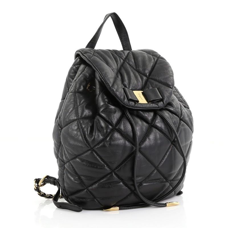 Black Salvatore Ferragamo Giuliette Backpack Quilted Leather