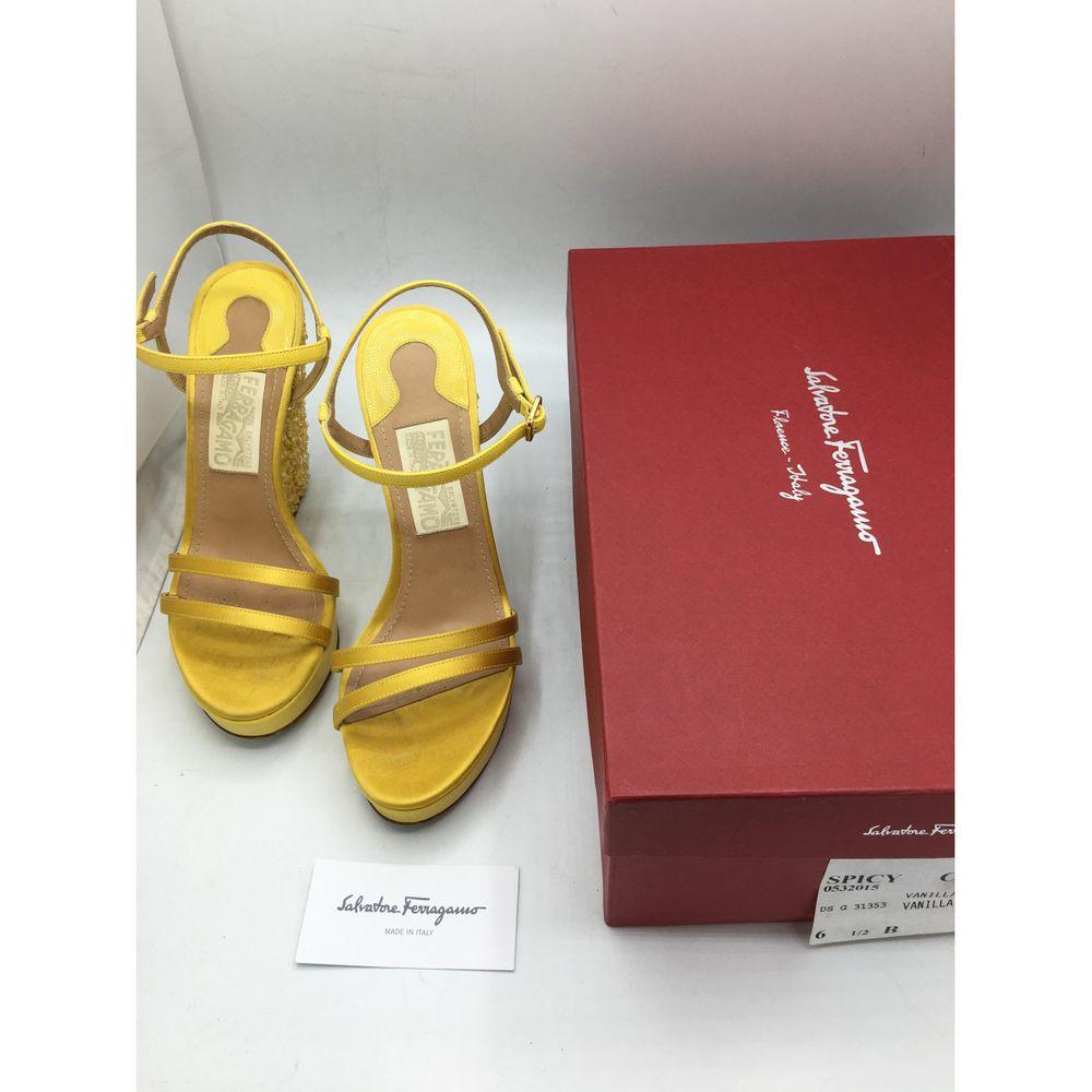 Salvatore Ferragamo Glitter Sandals in Yellow For Sale 1