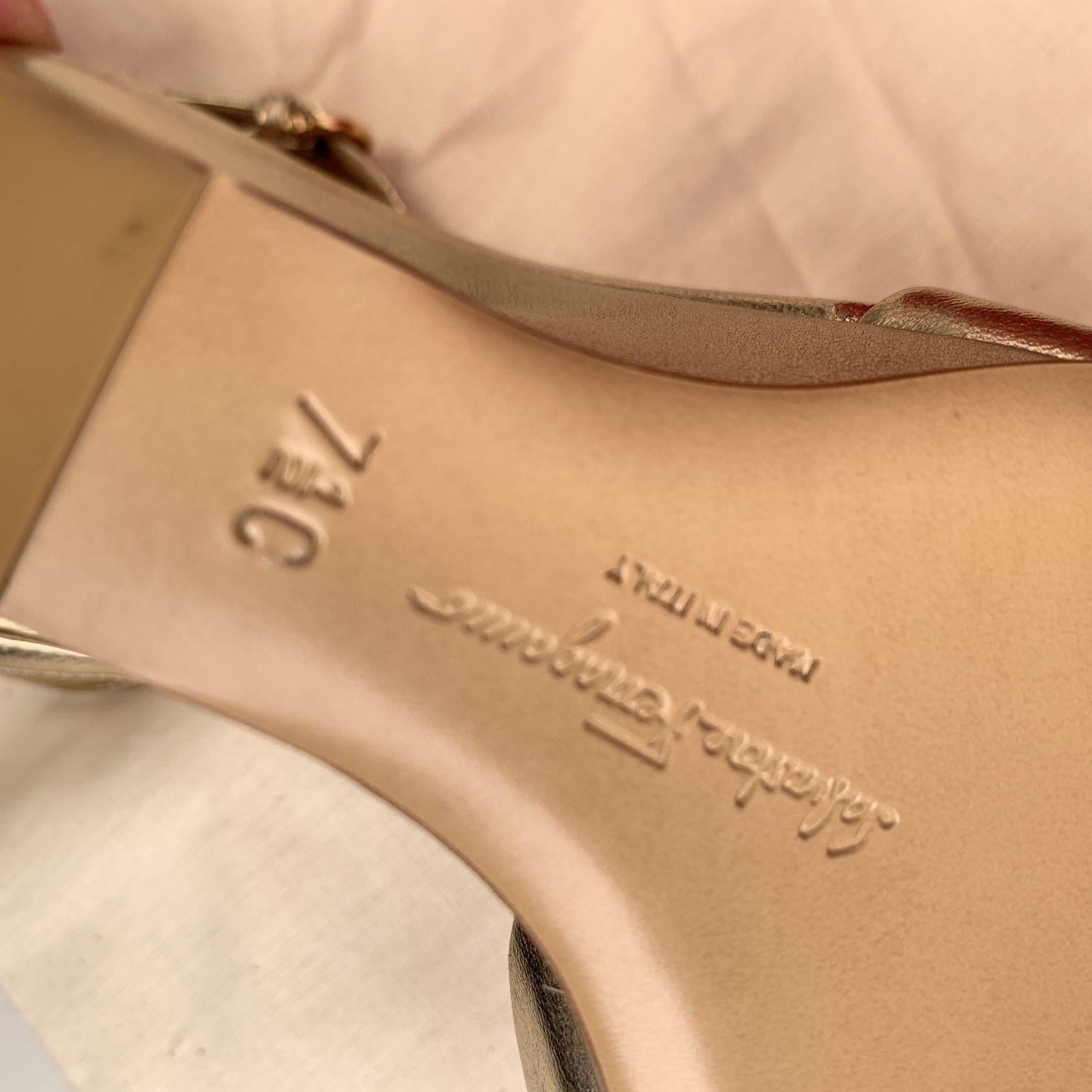 Salvatore Ferragamo Gold Leather Arsina Wedge Sandals US 7.5C EU 38 2
