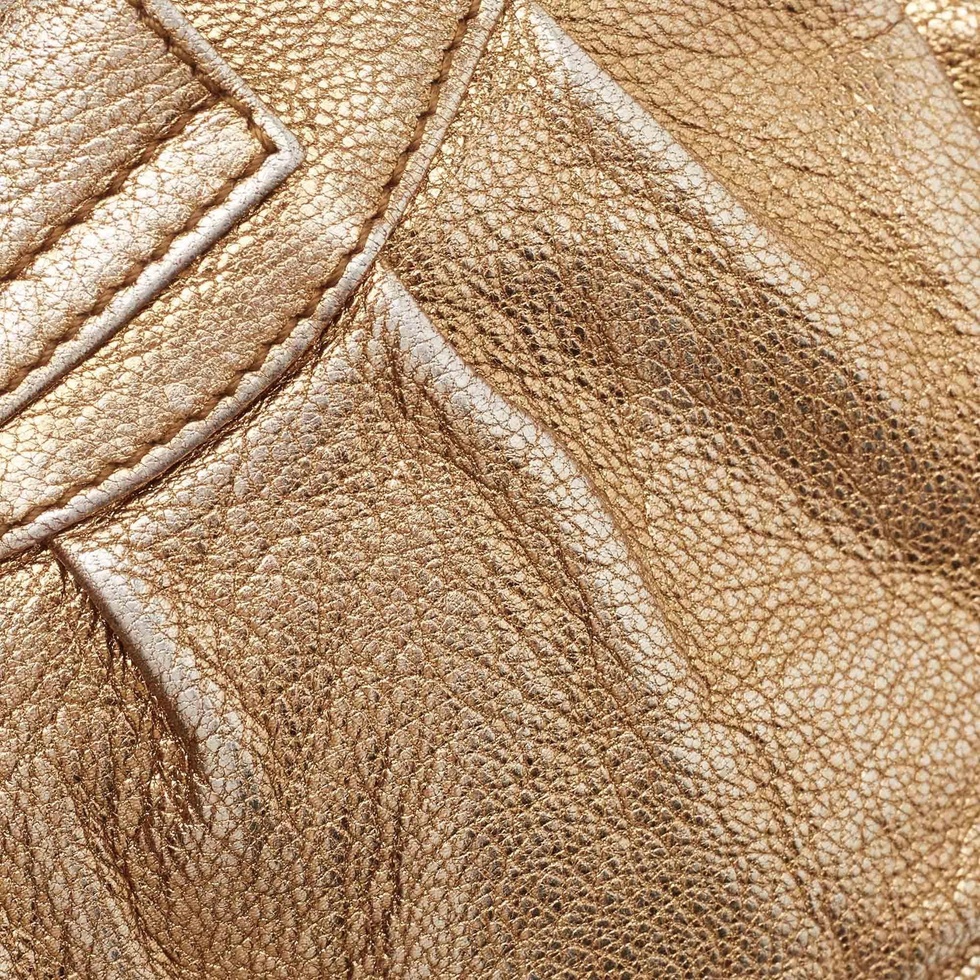 Salvatore Ferragamo Gold Leather Chain Clutch 1