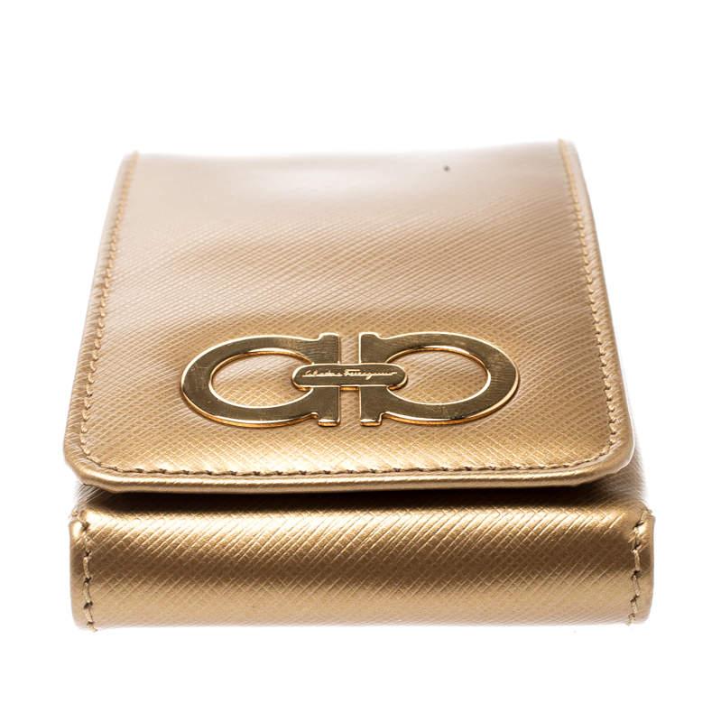 Women's Salvatore Ferragamo Gold Leather iPhone 4 Case For Sale