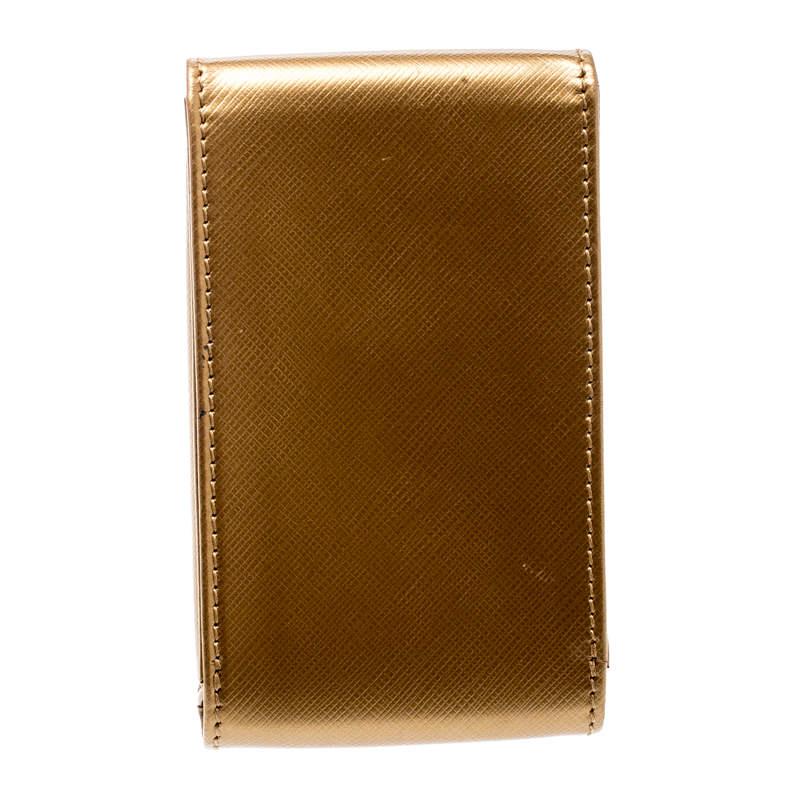 Salvatore Ferragamo Gold Leather iPhone 4 Case For Sale 1