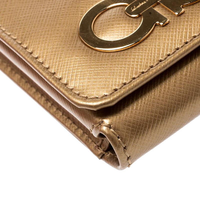 Salvatore Ferragamo Gold Leather iPhone 4 Case For Sale 4
