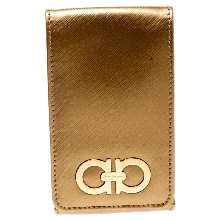 Salvatore Ferragamo Gold Leather iPhone 4 Case For Sale