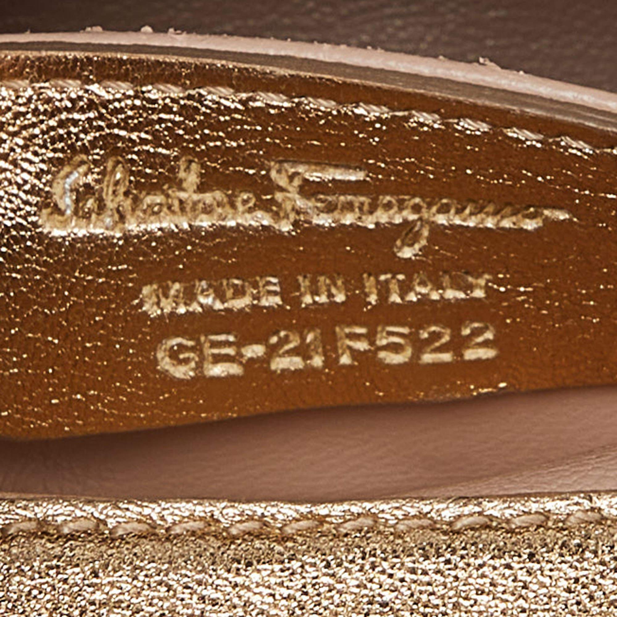 Salvatore Ferragamo Gold Leather Mini Sofia Top Handle Bag For Sale 2