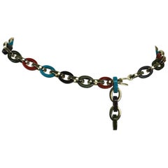 Used Salvatore Ferragamo Gold Links with Coloured Acrylic Links Belt