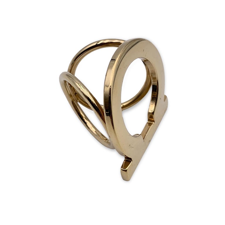 Salvatore Ferragamo Gold Metal Gancino Scarf Ring For Sale at 1stDibs