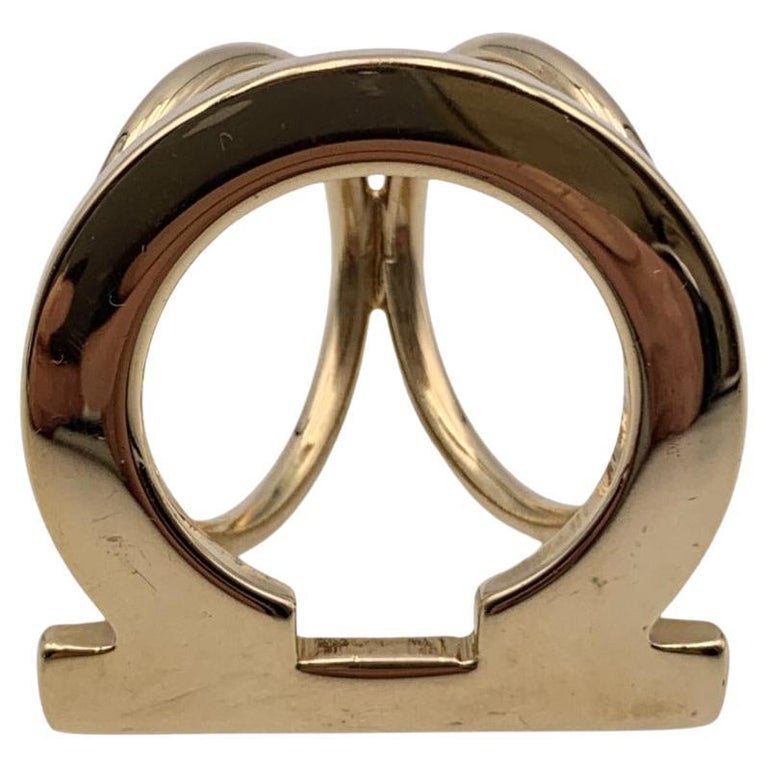 Salvatore Ferragamo Gold Metal Gancino Scarf Ring For Sale at 1stDibs