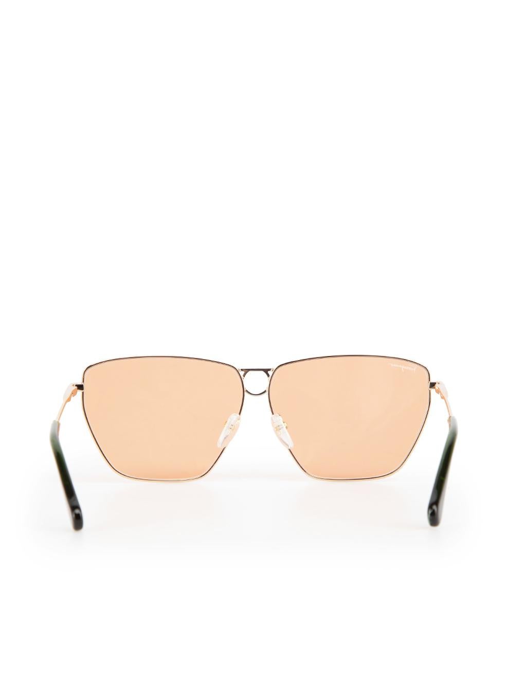 Women's Salvatore Ferragamo Gold & Orange Square Sunglasses For Sale