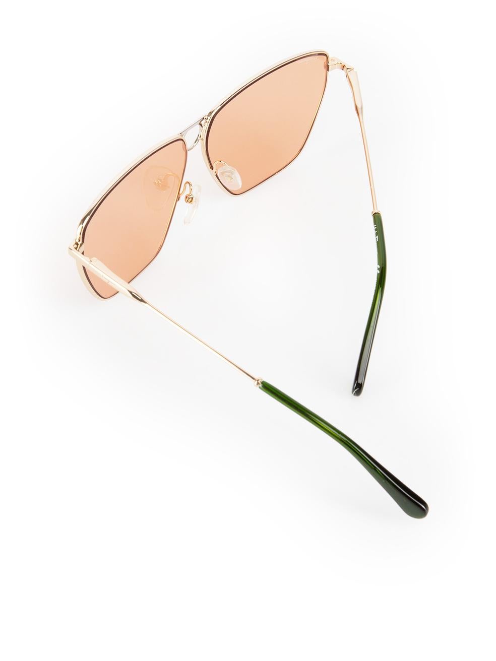 Salvatore Ferragamo Gold & Orange Square Sunglasses For Sale 2