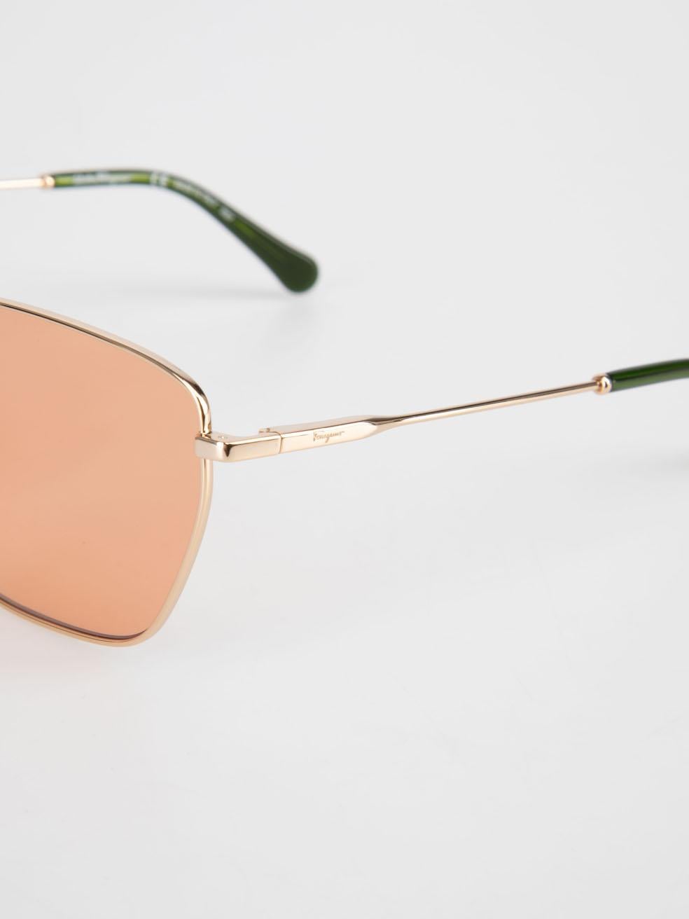 Salvatore Ferragamo Gold & Orange Square Sunglasses For Sale 3