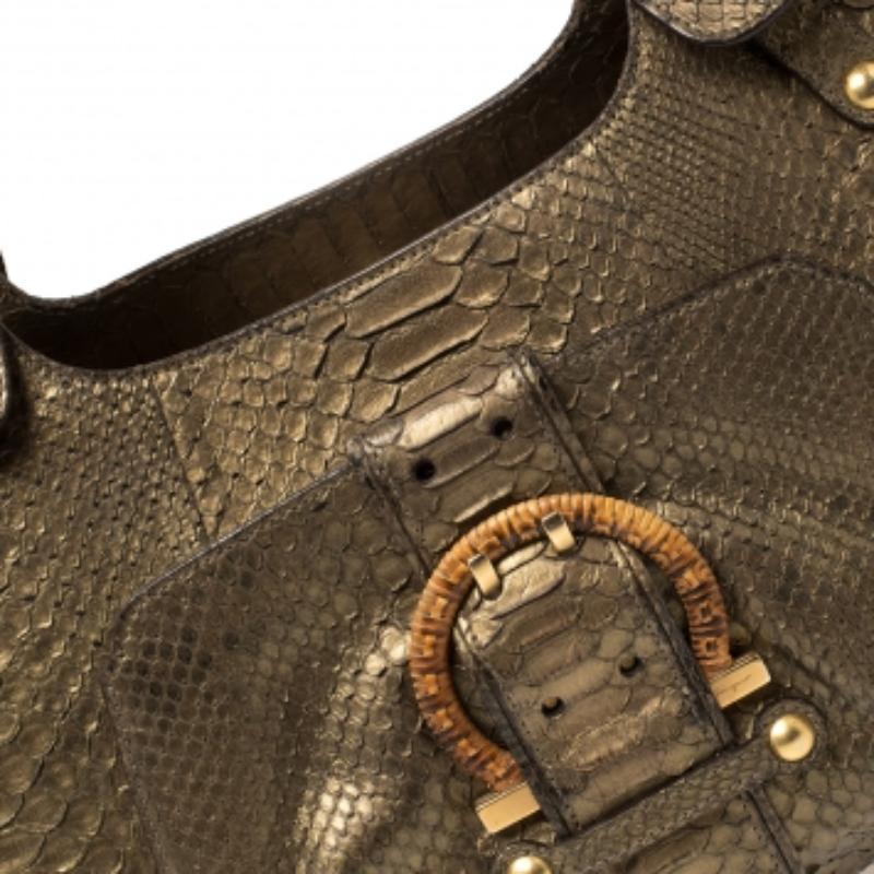 Women's Salvatore Ferragamo Gold Python Shoulder Bag For Sale