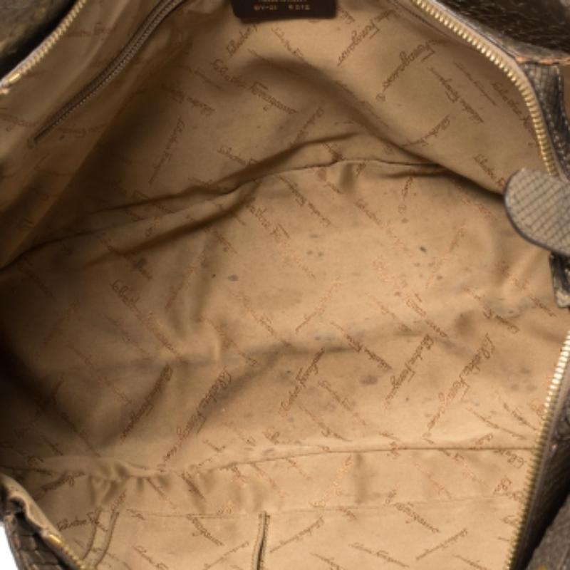 Salvatore Ferragamo Gold Python Shoulder Bag For Sale 3