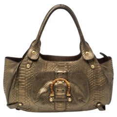 Salvatore Ferragamo Gold Python Shoulder Bag