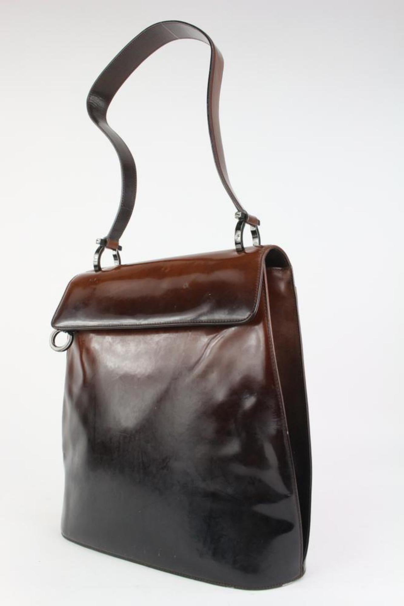 Salvatore Ferragamo Gradient Black x Brown Ombre Shoulder Bag 8SF1021 For Sale 5