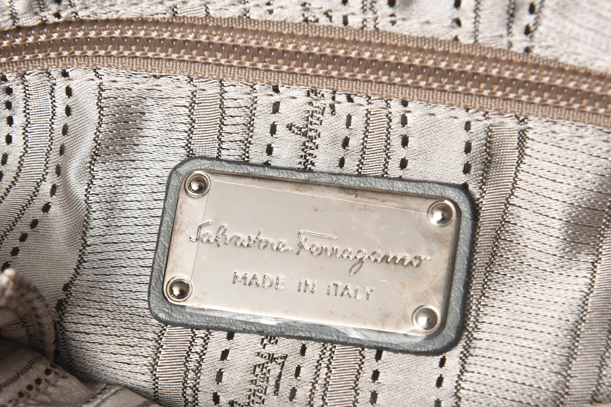 Salvatore Ferragamo Gray Leather Sofia Satchel Purse Bag In Excellent Condition In Miami Beach, FL