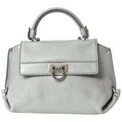 Salvatore Ferragamo Gray Leather Sofia Satchel Purse Bag