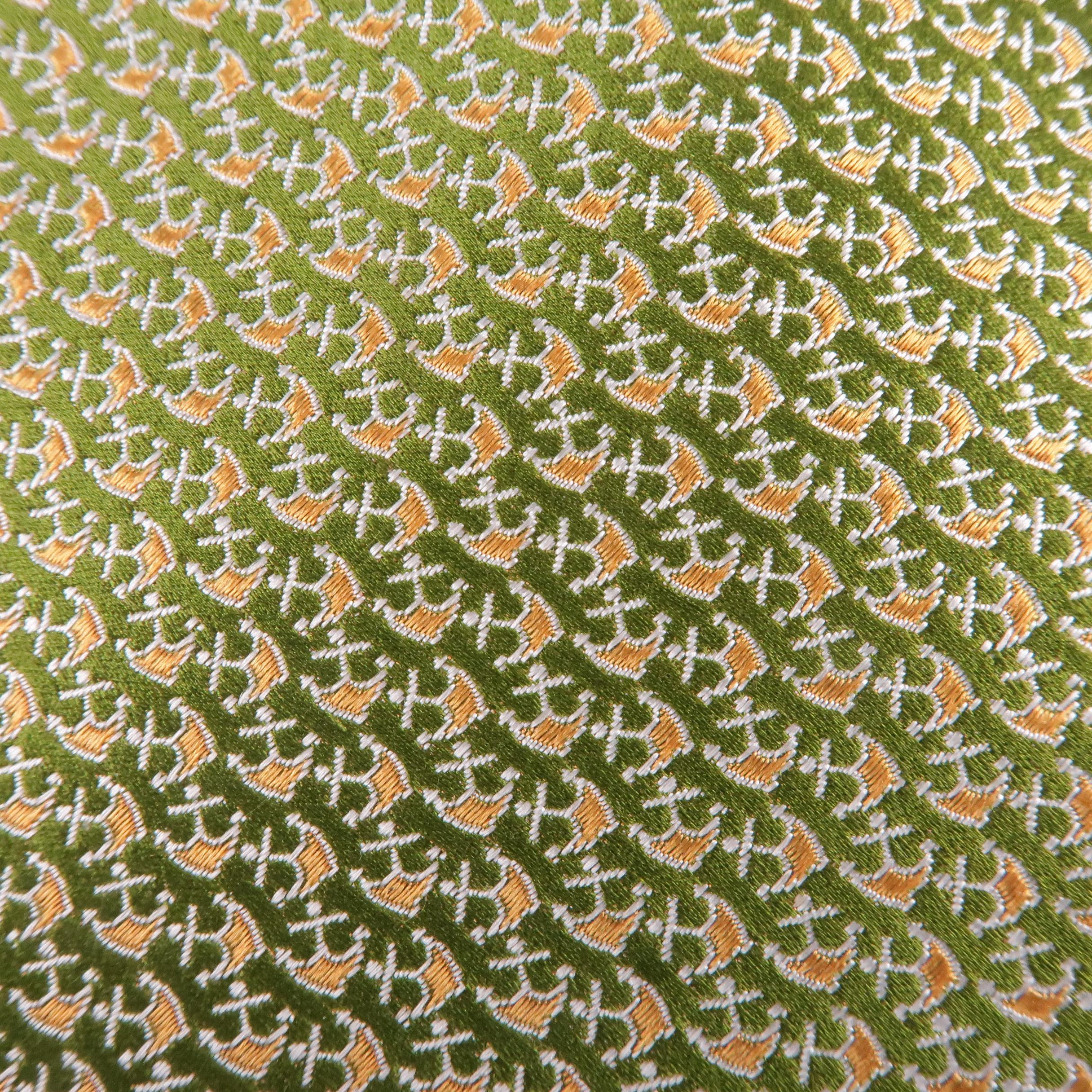 Brown SALVATORE FERRAGAMO Green & Gold Anchor Print Silk Tie