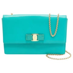 Salvatore Ferragamo Green Leather Miss Vara Bow Shoulder Bag