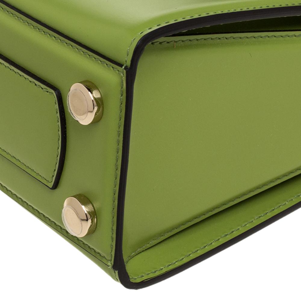 Salvatore Ferragamo Green Leather Small Boxyz Top Handle Bag 5