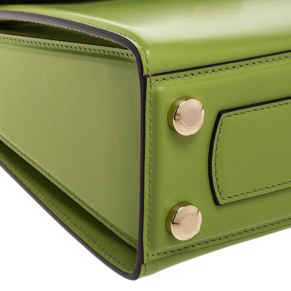Salvatore Ferragamo Green Leather Small Boxyz Top Handle Bag 6