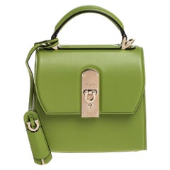 Salvatore Ferragamo Green Leather Small Boxyz Top Handle Bag