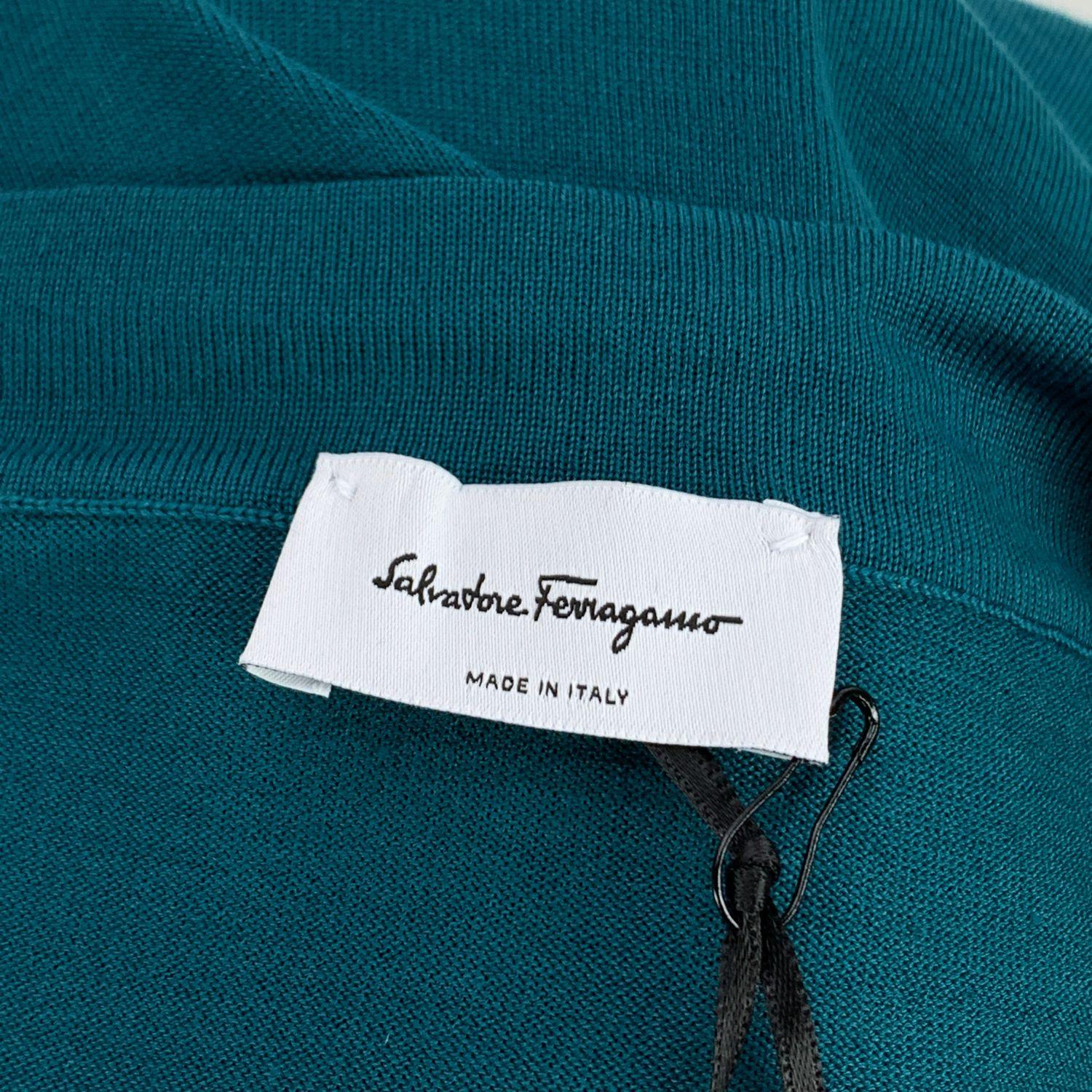 Women's Salvatore Ferragamo Green Patchwork Silk and Wool Blouse Size L
