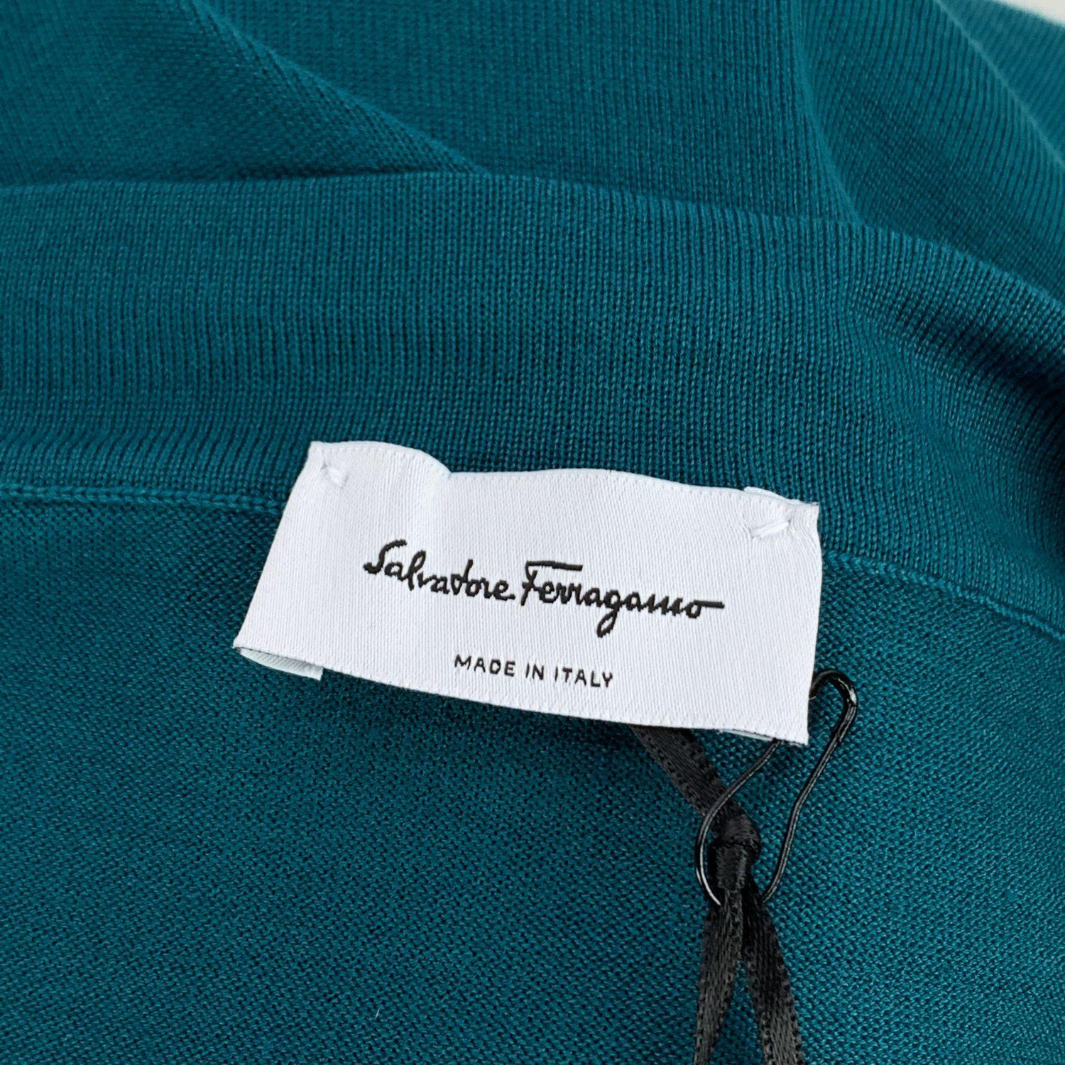 Women's Salvatore Ferragamo Green Patchwork Silk and Wool Tunic Size M