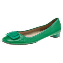 Salvatore Ferragamo Green Patent Leather Ballet Flats Size 41