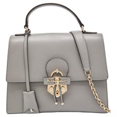 Salvatore Ferragamo Grey Leather Letty Top Handle bag