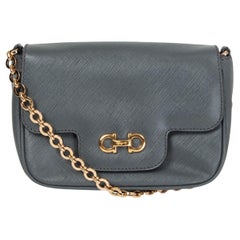 SALVATORE FERRAGAMO grey leather LUCIANA MINI Crossbody Shoulder Bag