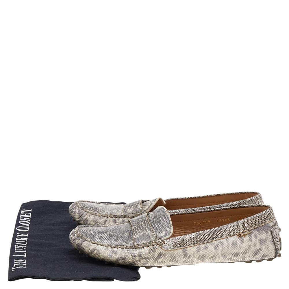 Salvatore Ferragamo Grey Leather Slip on Loafers Size 41.5 For Sale 3