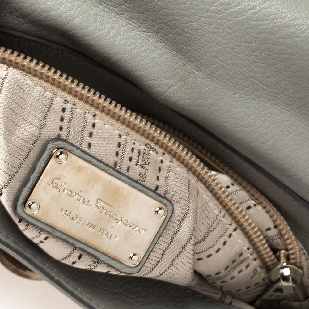 Salvatore Ferragamo Grey Leather Small Sofia Top Handle Bag 1