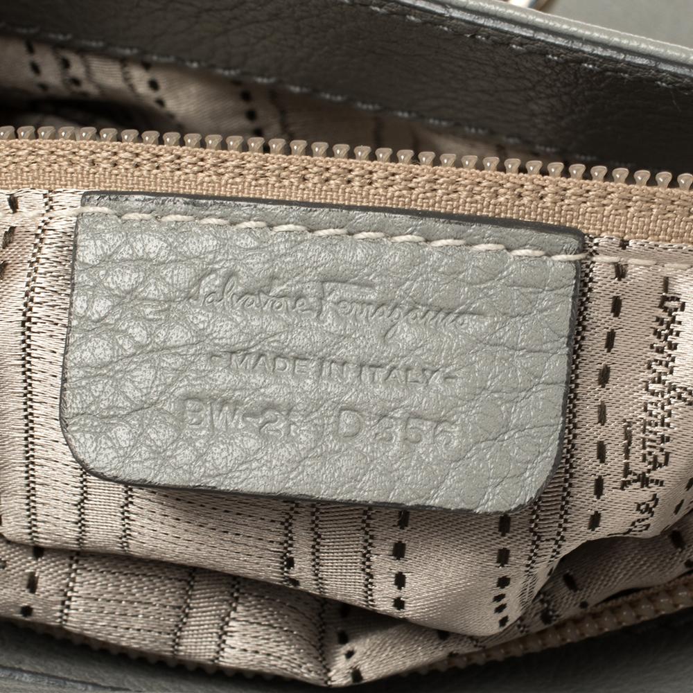 Salvatore Ferragamo Grey Leather Small Sofia Top Handle Bag 2