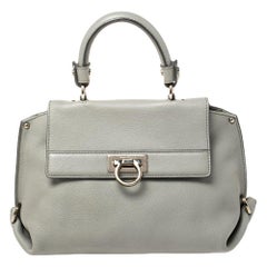 Salvatore Ferragamo Grey Leather Small Sofia Top Handle Bag