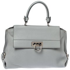 Salvatore Ferragamo Grey Leather Sofia Top Handle Bag