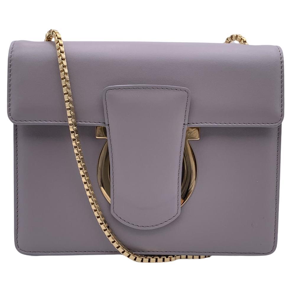 Salvatore Ferragamo Grey Leather Thalia Box Shoulder Bag
