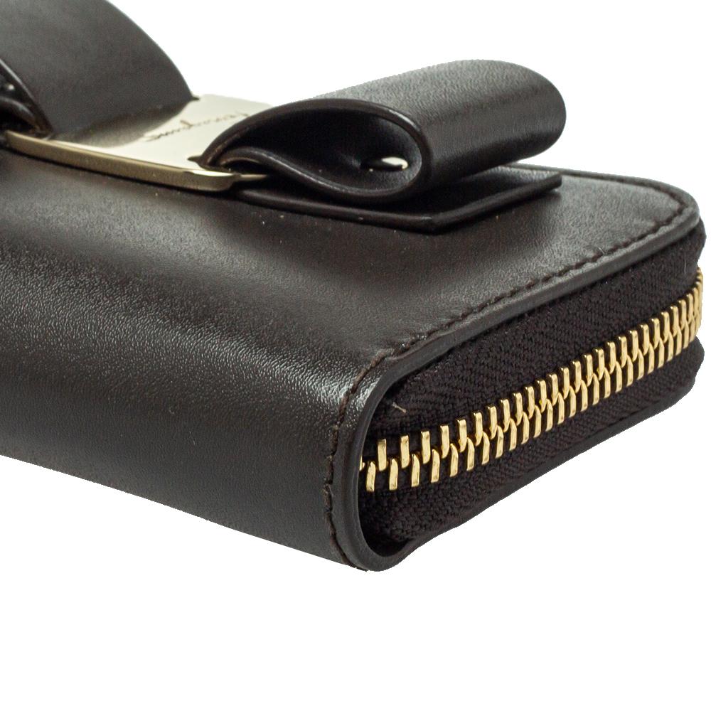 Salvatore Ferragamo Grey Leather Vara Bow Coin Purse 1