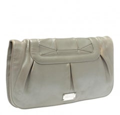 Salvatore Ferragamo Grey Pleated Leather Oversized Clutch