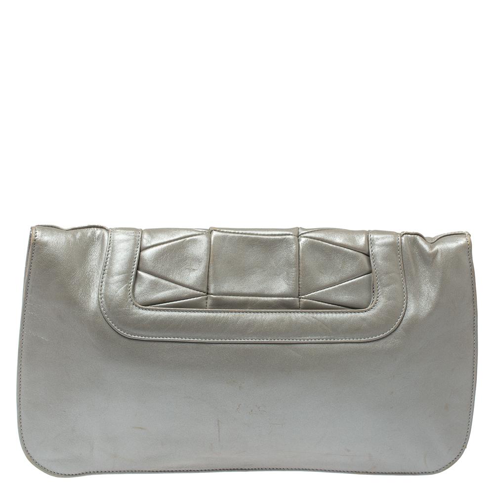 oversized silver clutch bag