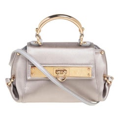Salvatore Ferragamo Grey Satin Mini Sofia Crossbody Bag