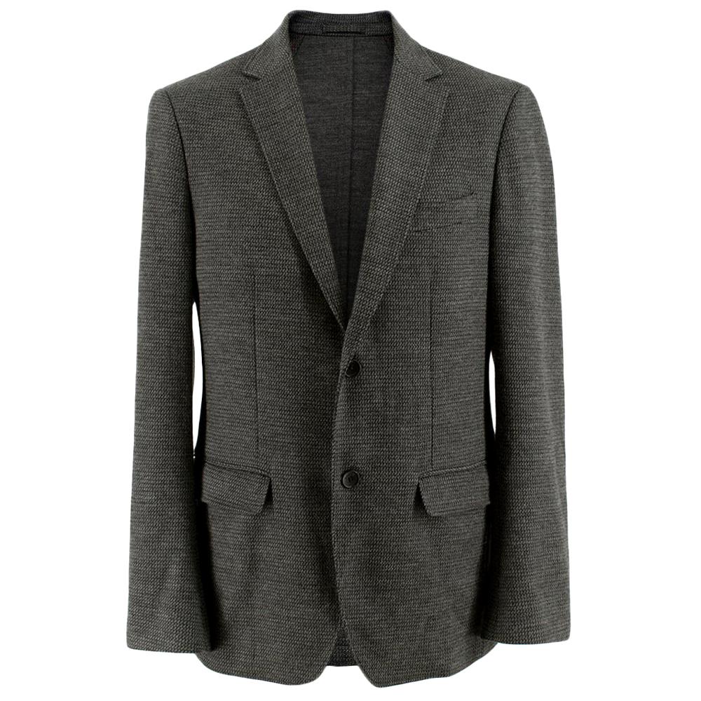 Salvatore Ferragamo Grey Wool Knit Single Breasted Blazer - Size Medium 48
