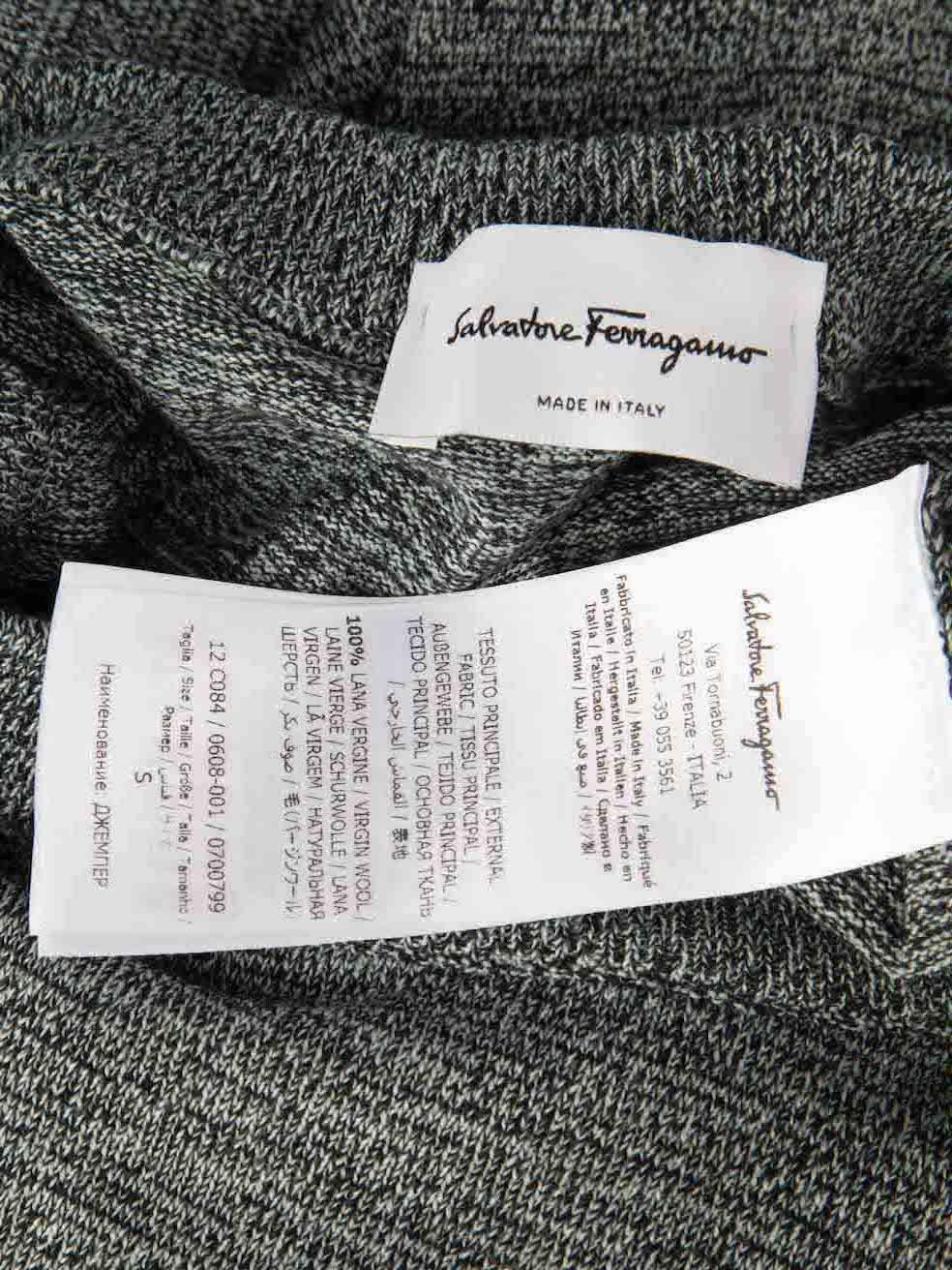 Women's Salvatore Ferragamo Grey Wool Striped Cuff Jumper Size S For Sale
