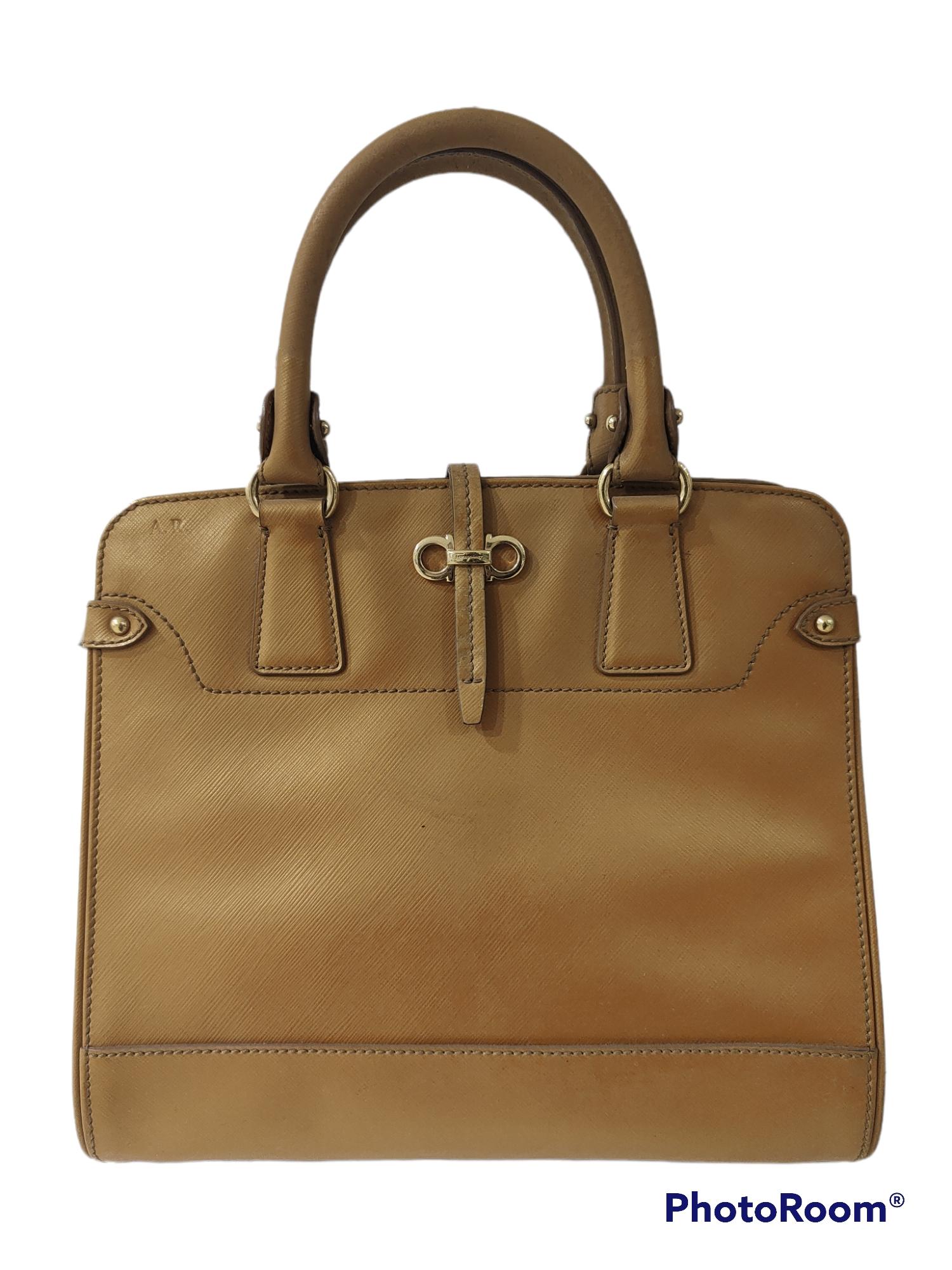 Brown Salvatore Ferragamo handle bag For Sale