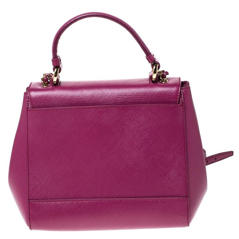 Salvatore Ferragamo Hot Pink Leather Vara Top Handle Bag For Sale at ...