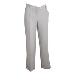 Salvatore Ferragamo Ice Gray Silk Cotton Classic Trousers