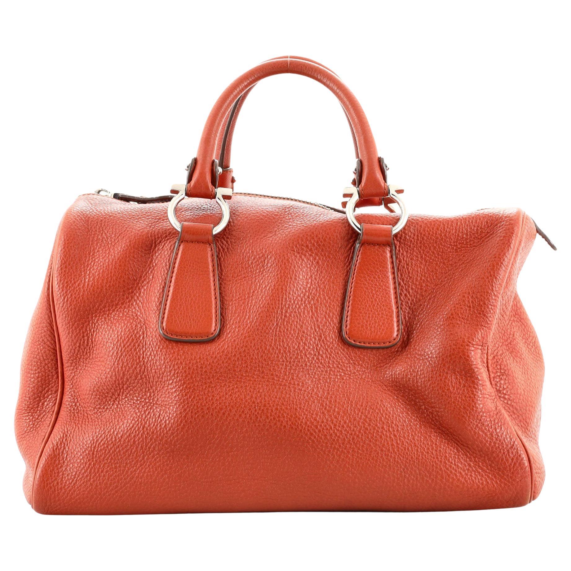 Salvatore Ferragamo Orange Leather Sofia Top Handle Bag For Sale at 1stDibs