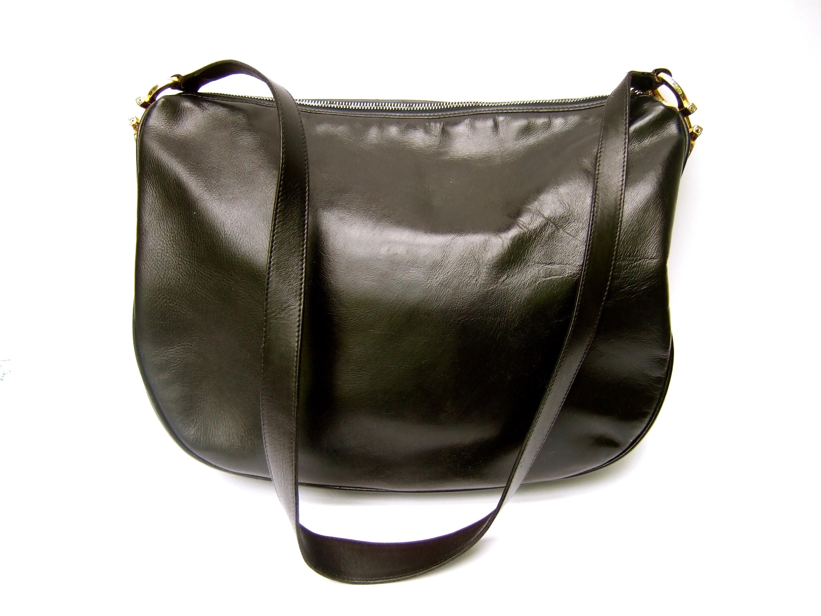 Salvatore Ferragamo Italian Black Leather Shoulder Bag c 1990s 6